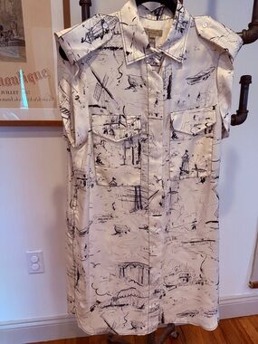 Burberry Ivory Shirt with Black Sketch Print